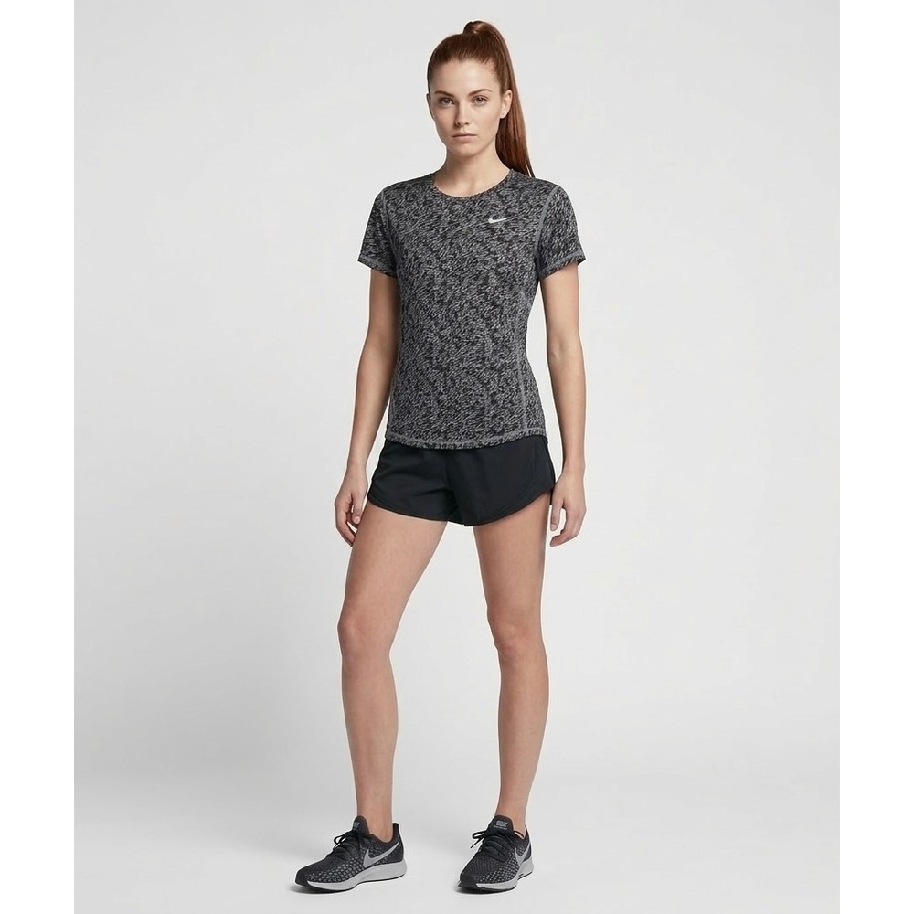 Nike Dri-FIT Running Shirt Womens L Large Gray Black Abstract Print 719545-012‎